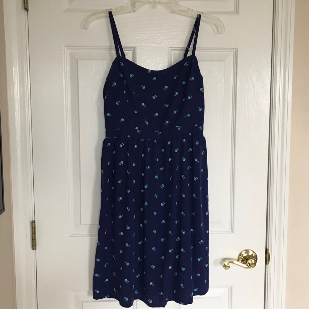 Blue Floral Print Sundress